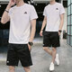 阿迪達(dá)斯 （adidas）男裝運(yùn)動(dòng)套裝25夏新款跑步訓(xùn)練快干寬松短袖T恤短褲五分褲兩件套 小標(biāo)T恤/寬松+五分褲 兩件 M 175