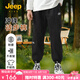 Jeep兒童工裝褲男童褲子2025夏季新款中大童戶外寬松休閑運(yùn)動(dòng)束腳長褲 黑色（1277） 160 【推薦身高150-165cm】