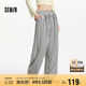 森馬（Semir）休閑褲女松緊腰遛彎長(zhǎng)褲慵懶2025夏條紋闊腿褲顯腿長(zhǎng)109325127010