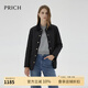 PRICH【保暖面料】時(shí)尚復(fù)古短款輕薄棉服2024冬季新款菱格棉衣外套女 19黑色 S 155