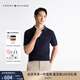 TOMMY HILFIGER【純色肌理感】25夏季男純棉通勤POLO襯衫領(lǐng)短袖針織衫04331 藏青色DW5 S （推薦：120-135斤）