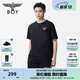 BOY LONDON【小logo】春夏情侶款簡約休閑雙色針織短袖T恤N01916 黑色 L