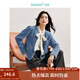 茵曼（INMAN）2025秋冬女裝新款小香風蝴蝶紗牛仔外套圓領金屬扣顯瘦上衣 牛仔藍 M