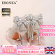 Ebonka高端品牌水晶高跟鞋女細(xì)跟新款單鞋蝴蝶結(jié)婚鞋情人節(jié)生日禮物 銀色 8cm 【精美禮盒】 36 【免費(fèi)刻字/賀卡】【標(biāo)準(zhǔn)碼