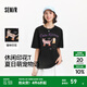 森馬（Semir）短袖t恤女中長(cháng)款寬松顯瘦萌寵印花上衣2025夏裝新款透氣套頭衫 黑色90001-戴珍珠項鏈的小貓 L