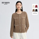 深呼吸DEEP BREATH女裝新款圓領(lǐng)勾花邊裝飾云朵針織開(kāi)衫女A401511 咖 XL (5)