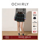 歐時(shí)力（OCHIRLY）格子百褶半身裙短裙抽繩松緊雙腰頭2025秋新品 藍綠格 S