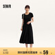 森馬連衣裙女修身收腰夏季假兩件圓領(lǐng)拼接針織長裙101324114016