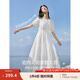 茵曼（INMAN）亞麻提花連衣裙2025夏季女裝新品休閑松緊收腰氣質(zhì)高級感長裙子 白色 XL