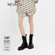 MO&Co.運(yùn)動(dòng)風(fēng)復(fù)古MC老花滿花高腰寬松短褲休閑褲子女 咖底黑字 S 160