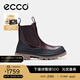 愛(ài)步（ECCO）女靴 女士百搭厚底增高切爾西靴牛皮靴子 革新214793 黑色/可可棕21479355275 38