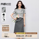 尚都比拉夏季氣質(zhì)套裝女棉質(zhì)亮片短袖T恤燙銀工藝輕奢半身裙浪漫兩件套