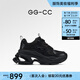 GG-CC【白鹿同款】秋季新款潮流厚底老爹鞋銀色增高休閑鞋女G24X9833 黑色 36
