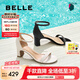 百麗（Belle）復(fù)古一字帶涼鞋女2025夏新商場(chǎng)同款優(yōu)雅高跟涼鞋D8V1DBY5 黑色 36 (230mm)