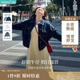 茵曼（INMAN）復(fù)古翻領(lǐng)寬松休閑牛仔短外套春秋季女百搭小個子上衣 深牛仔藍 M