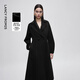 朗姿綿羊毛翻領(lǐng)收腰顯瘦毛呢大衣赫本風(fēng)雙面呢外套冬季新款 黑色 S