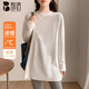 別語(yǔ)中長(cháng)款長(cháng)袖打底衫女加絨疊穿內搭T恤遮屁股上衣寬松百搭 白色 M