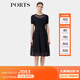 PORTS寶姿春季新品女裝簡約通勤領(lǐng)邊透紗短袖連衣裙ALP8K204RZE011 丈青 L