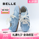 百麗（Belle）珍珠糖芭蕾風(fēng)蝴蝶結(jié)德訓(xùn)鞋女2025新薄底休閑運(yùn)動鞋B2636AM5 藍(lán)色（串珠可拆卸） 37 (235mm)