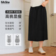 慕姍詩怡（MsShe）MsShe【輕薄款山本裙褲】大碼女裝2025夏裝胖mm顯瘦高腰七分褲子 速干錦綸-黑色現(xiàn)貨, 3XL