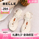 百麗（Belle）編織鞋夾趾涼鞋女2025夏新商場(chǎng)同款串珠度假風(fēng)涼鞋D8S1DBL5 米白 38 (240mm)