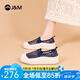 快樂瑪麗（J&M）樂福鞋女鞋2024夏季新款網(wǎng)面透氣厚底一腳蹬單鞋女百搭休閑豆豆鞋 深藍色 38 240mm