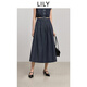 LILY2025夏新款女裝復(fù)古牛仔風(fēng)百褶裙簡(jiǎn)約休閑百搭通勤A字半身裙 419牛仔藍(lán) S