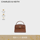 CHARLES&KEITH鱷魚(yú)紋凱莉包手提斜挎婚包包女包生日禮物CK2-50270880-1 Chocolate Croco巧克力鱷魚(yú)紋色（新色） S