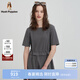 Hush Puppies【氣質(zhì)典雅】暇步士女裝2025夏季新款圓領(lǐng)純色合體連衣裙 霜灰色 L