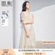 香影法式白色v領連衣裙女2025夏季新款收腰氣質海邊泡泡袖仙女裙 米白 L 165/88A/110-125斤