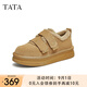 他她（TATA）加絨厚底毛毛鞋外穿女鞋冬季保暖單鞋子新款CGH01DM4 黃棕（仿毛里） 37