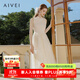AIVEI欣賀艾薇夏季新中式超仙淑女針織拼網(wǎng)紗無(wú)袖連衣裙R0360150 米色 S