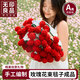 無(wú)印良品手工玫瑰花束毯子成品教師節禮物送老師玫瑰花毛毯辦公室午睡毯子 桑薇-紅色【純手工鉤織】 直徑約110cm