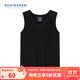 舒雅（Schiesser）女士厚款V領(lǐng)雙面磨毛親膚柔軟蕾絲花邊保暖內衣背心E0/23927V 黑色 L 【60-65公斤】