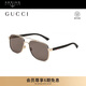 古馳（GUCCI）墨鏡男款時(shí)尚個(gè)性飛行員框金屬材質(zhì)防曬太陽(yáng)鏡禮物GG0422S-003