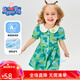 小豬佩奇童裝女童裙子兒童連衣裙夏裝中小童寶寶衣服短袖夏季新款 綠色 100