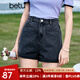 百圖betu女裝夏季新款牛仔褲高腰百搭顯瘦多色牛仔短褲女2305T54 深灰 M