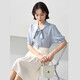 伯德小姐藍色短袖襯衫女教師穿搭雪紡正裝上衣面試職業(yè)裝襯衣