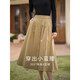 茵曼秋女裝文藝復古通勤中長(cháng)款學(xué)院風(fēng)純棉半身裙女傘裙子 茶綠色1 M