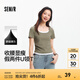 森馬（Semir）短袖t恤女短款緊身假兩件上衣2025夏裝新款收腰顯瘦U領(lǐng)撞色套頭衫 軍綠51307 M