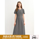 獨束（DUSHU）大碼女裝長(cháng)短款法式氣質(zhì)簡(jiǎn)約連衣裙2025夏微胖設計感百搭裙子 灰色（長(cháng)款） XL （尺碼：3）