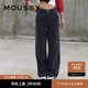 moussy 女裝新款中性風(fēng)口袋細(xì)節(jié)長(zhǎng)款直筒牛仔褲010GSK11-0380 021淺黑色 S 00001