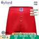 百富（BYFORD）男士平角褲棉柔軟男內(nèi)褲中腰四角無(wú)痕運(yùn)動(dòng)商場(chǎng)款褲衩送禮紅MW935 MW935紅色-前禁一片布舒適- 1條 M