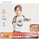 愛(ài)慕兒童寶寶A類(lèi)3A抗菌中性嬰兒長(cháng)袖上衣/長(cháng)褲新生兒衣服保暖衣褲|奶皮衣 上衣-拼色 90