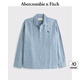 ABERCROMBIE & FITCH男裝25春夏百搭經(jīng)典小麋鹿老錢風(fēng)亞麻混紡長袖襯衫KI125-5180 藍(lán)色 S (175/92A)