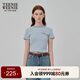 Teenie Weenie小熊短袖T恤女2025年夏季新款華夫格田園風(fēng)時(shí)尚條紋T恤上衣女