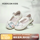 意爾康女童皮鞋開學(xué)必備兒童公主鞋復(fù)古繡花鞋漢服鞋演出鞋米白35