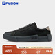 FILA FUSION斐樂潮牌男鞋POP滑板生活鞋2025秋季新款休閑鞋帆布鞋 黑/斑皮棕-BB 42