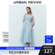 UR七夕2025夏季新款女裝法式氣質(zhì)赫本風(fēng)抽褶無袖連衣裙UYY750066 粉藍(lán) S