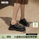 MIO【楊超越同款】米奧春季新款女厚底松糕鞋亮面樂福鞋單鞋 黑白藍(lán) 38